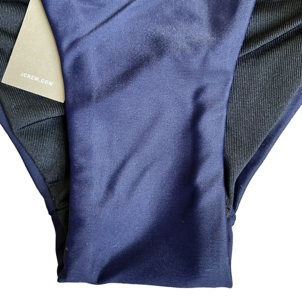 NWT J. Crew Navy Blue Curved Waist Cheeky Bikini Bottoms Minimalist Sz M